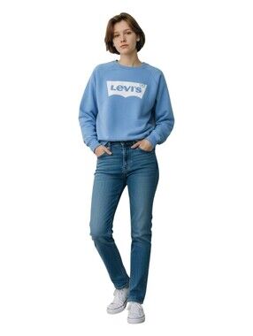 Levi's Womens Blue Classic Logo French Terry Crewneck Sweatshirt Size XL